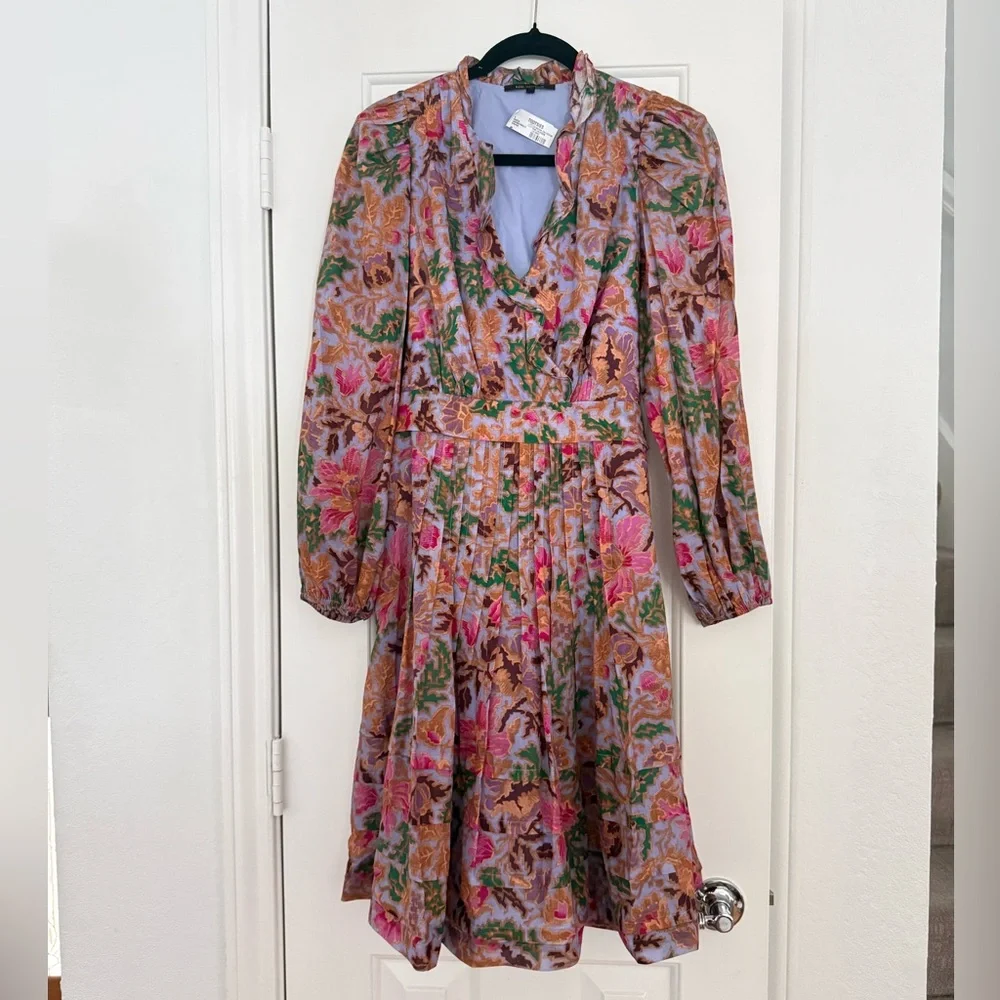 Kobi Halperin Vera Floral-Print Blouson-Sleeve Midi Dress Size Small NWT